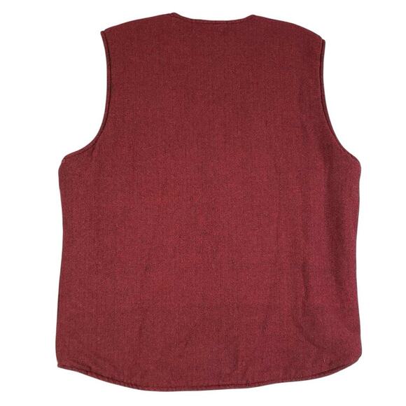 Woolrich Vest Sherpa Fleece Lined Burgundy Wool Gilet Mens Size M Medium Snap - Picture 3 of 9